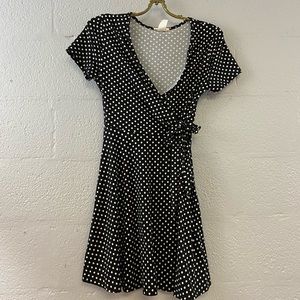 Rolla Coster Black with White dots knit Faux Wrap Dress
